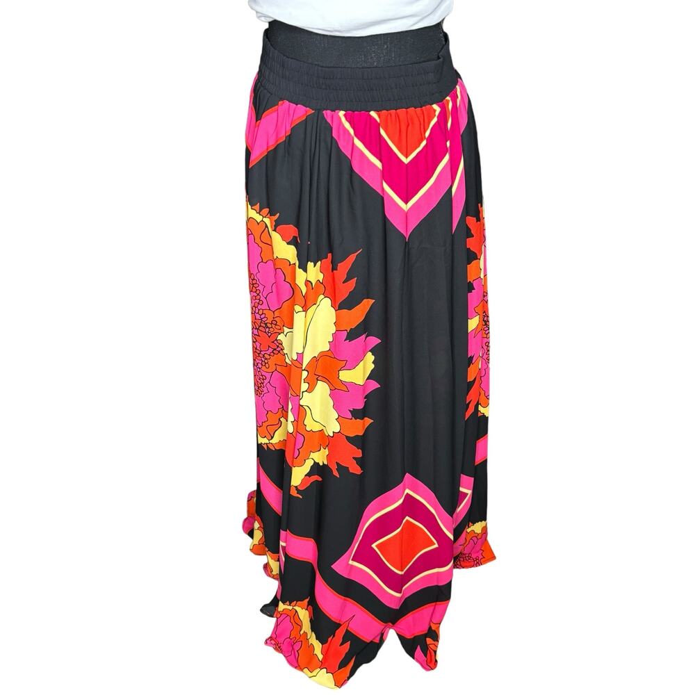 New York & Company Floral Midi Skirt Womens Pull On Elastic Waist Colorful 🌼